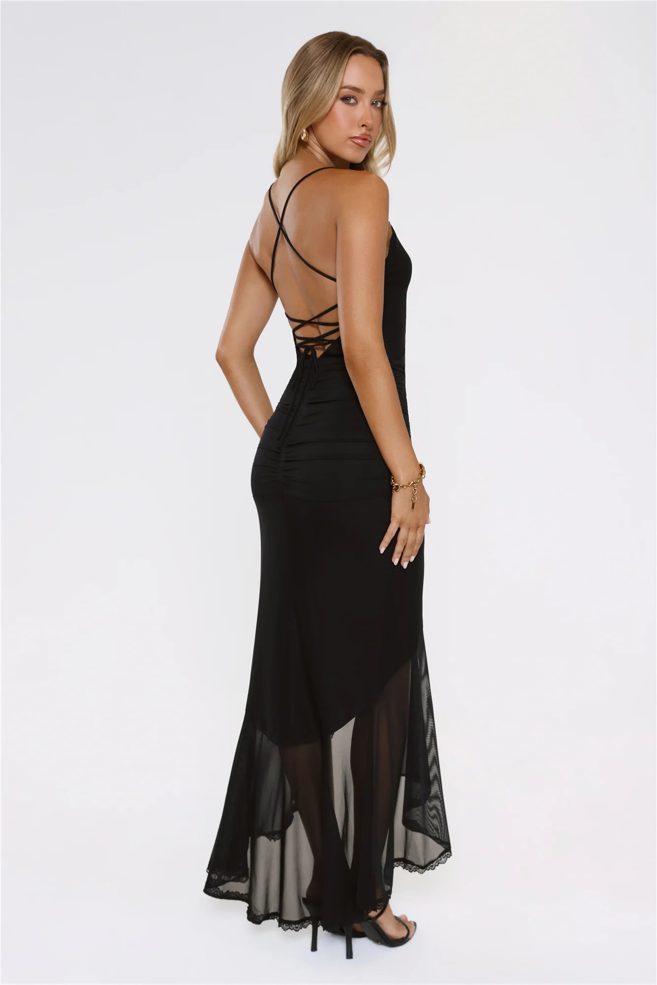 Whispered Dreams Mesh Maxi Dress Black
