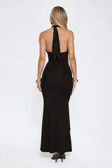 Glitter Through Twilight Halter Maxi Dress Black